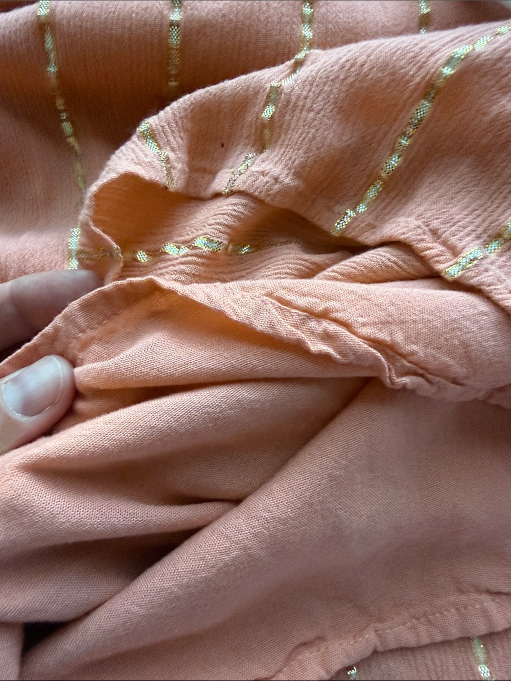 Lulus Terracotta Gold Lurex Stripe Midi Dress Deep V Neck Dolman Sleeve Size S - Picture 4 of 8